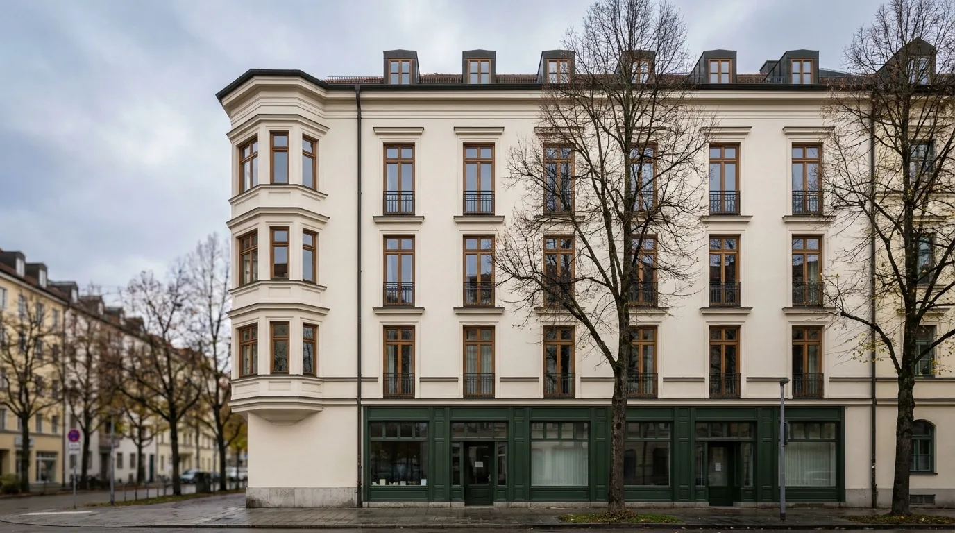 Münchner Stadthaus im Lehel mit Erker und Balkonen